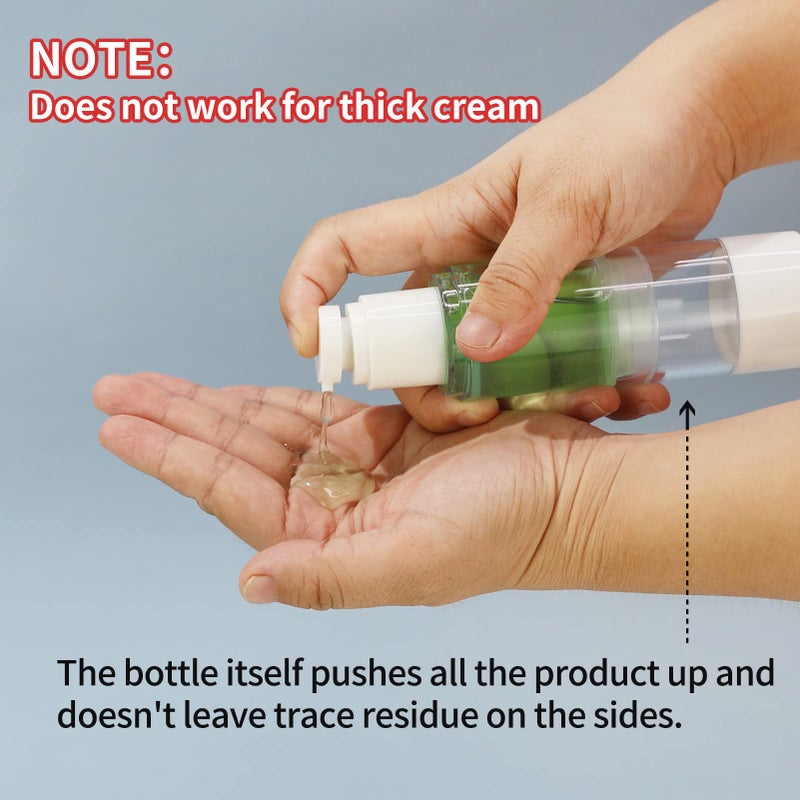 LONGWAY 2.7Oz 80ml Clear Airless Cosmetic Cream Pump Bottle Travel Size Dispenser Refillable Containers/Foundation Travel Pump Bottle for Shampoo (Pack of 6) - Image 4